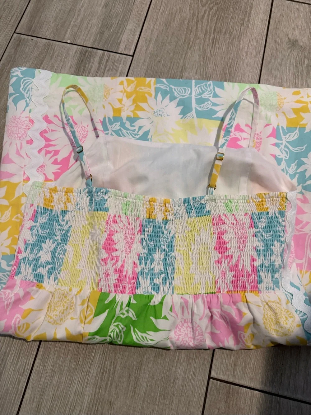 Lilly Pulitzer Pastel Patchwork Floral Spaghetti-Strap Dress